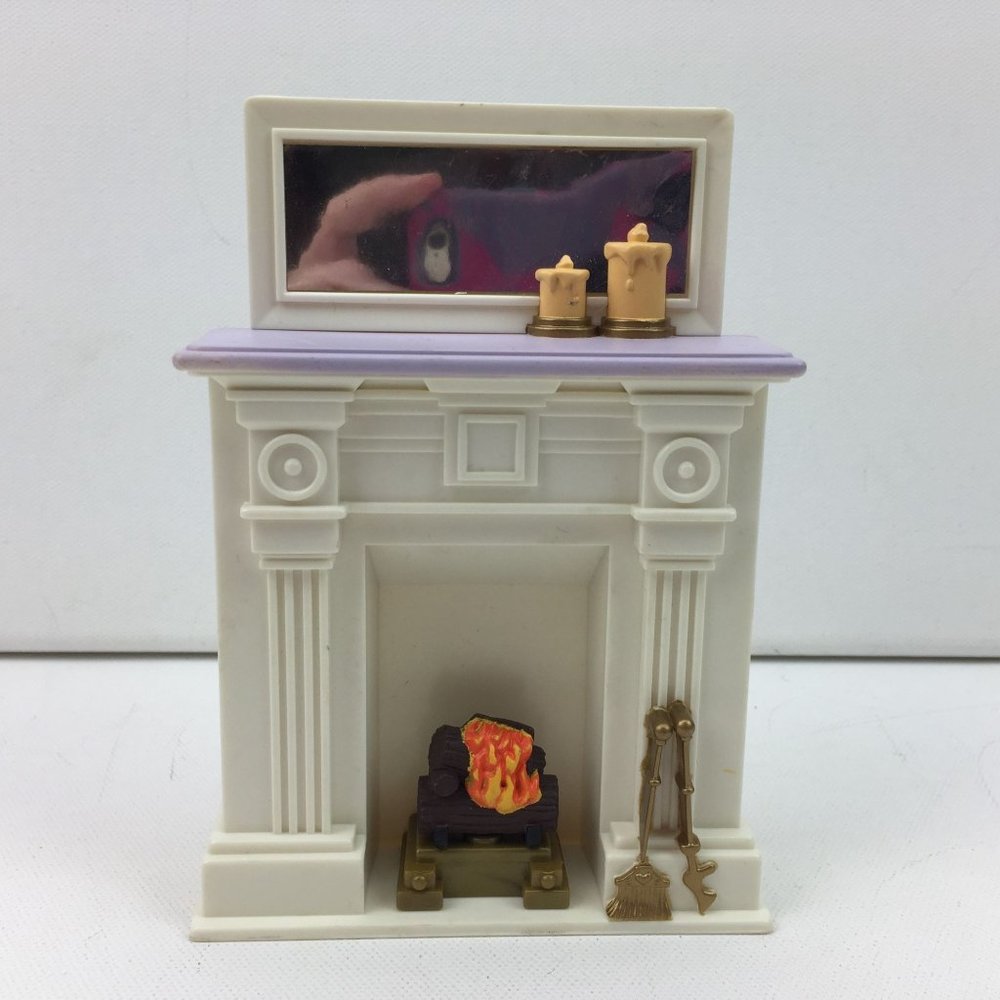 Fisher Price Dollhouse Furniture 2002 Mini Living Room Fireplace Candles Mantle